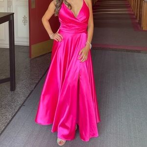 Stunning hot pink dress with slit